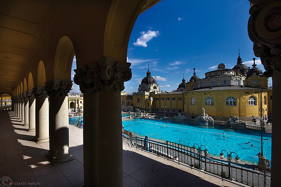 Bagni Termali Széchenyi: Arcata sulle piscine